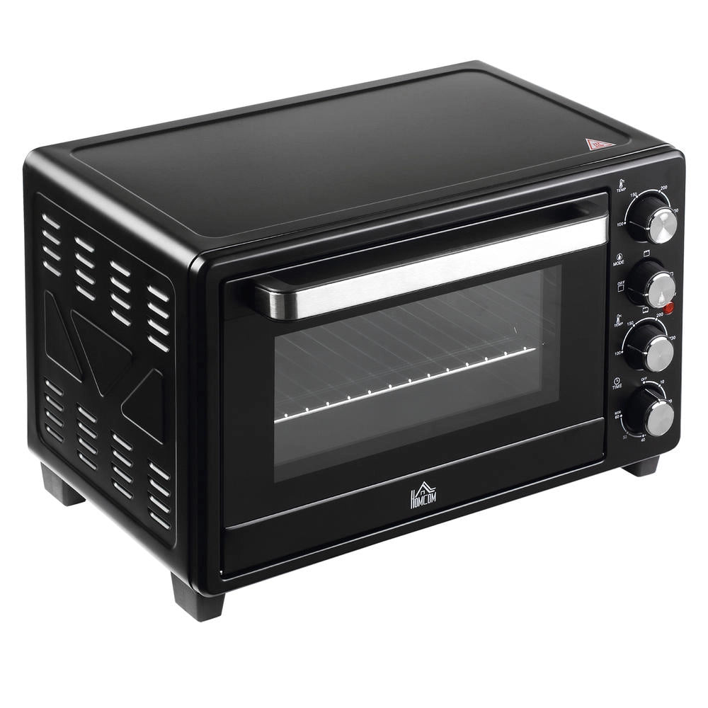 Mini Forno Elettrico Tostapane con Timer, 3 Modalità di Cottura, Teglia e Griglia, Compatto e Pratico per Casa, Nero