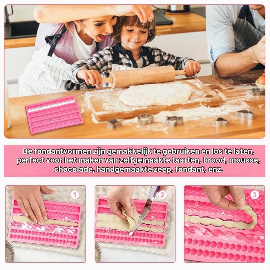 Stampo in silicone per fondant con motivo a corda intrecciata, dimensioni 20 x 12,5 cm