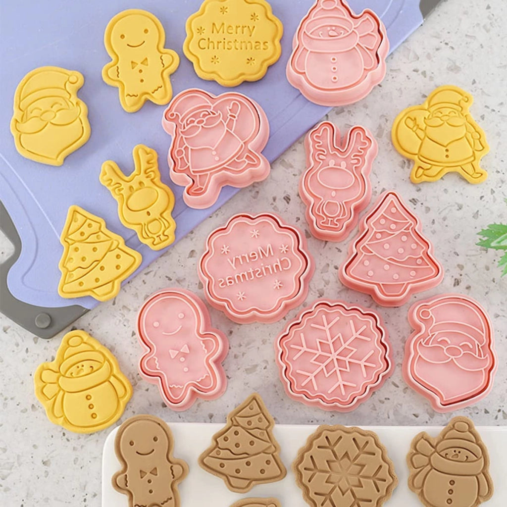 Set di 8 formine per biscotti natalizi, in plastica, riutilizzabili