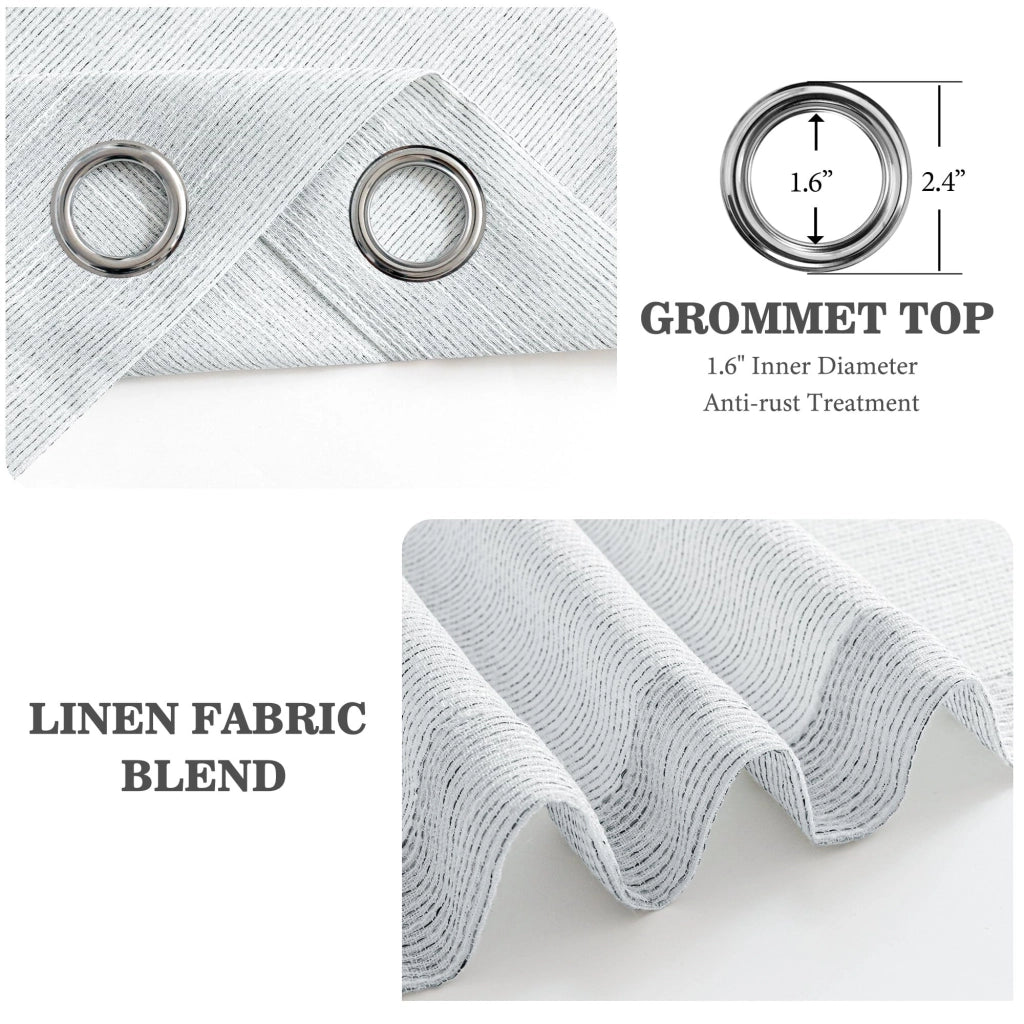 Tende a rete con occhielli, grigie, 140x245 cm, 2 pannelli, semitrasparenti