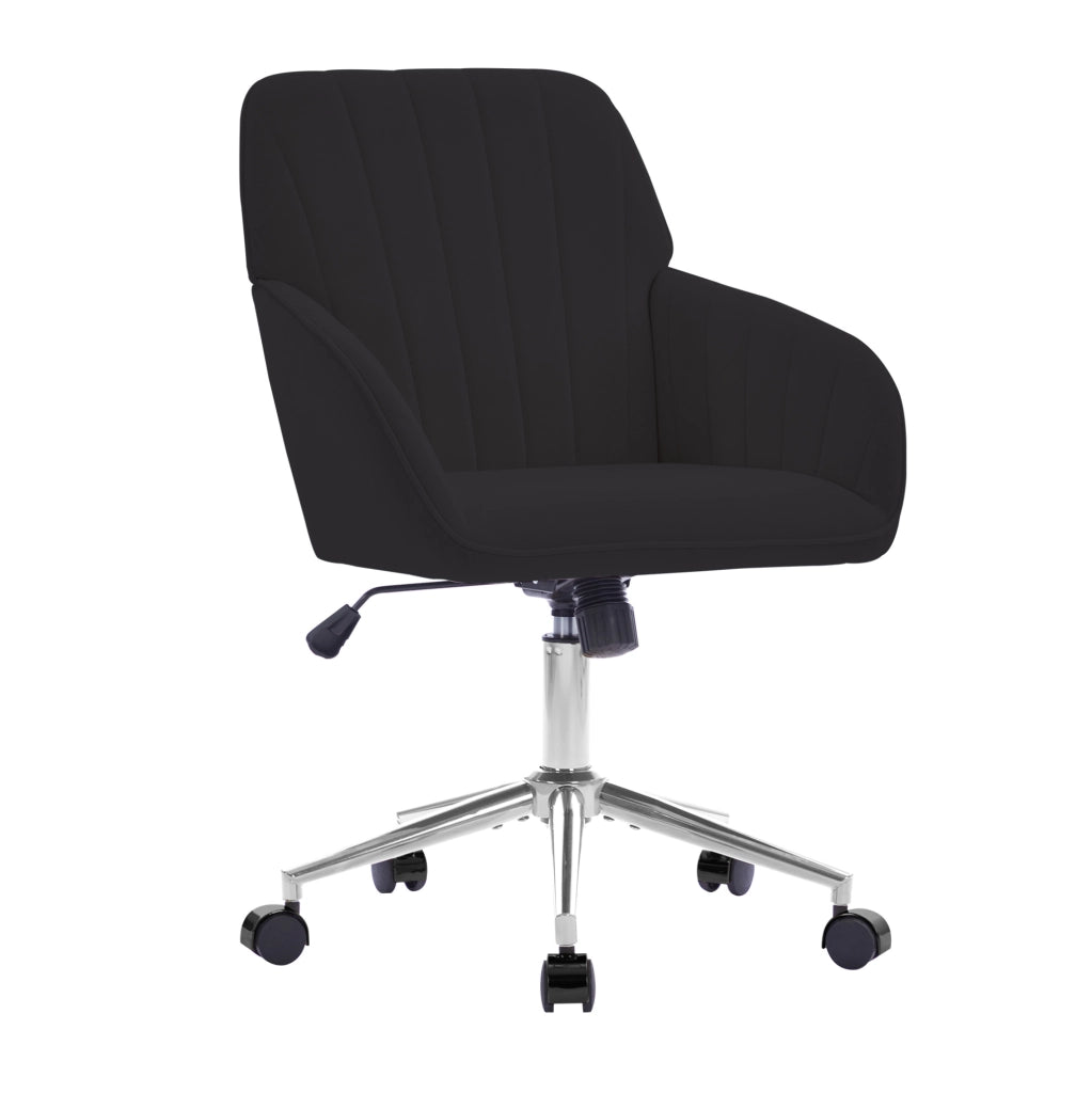 Sedia da ufficio ergonomica nera in velluto, regolabile in altezza, per smart working