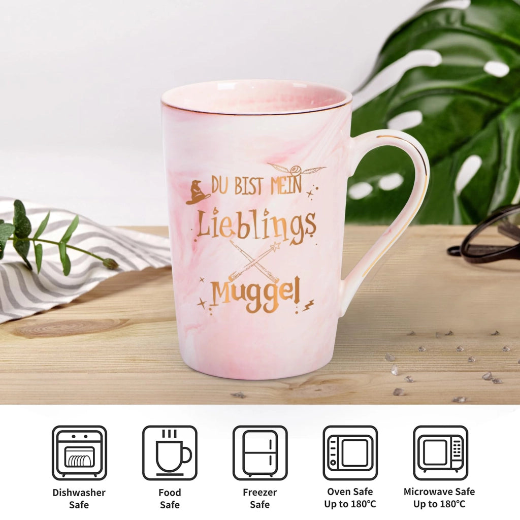 Tazza da caffè con scritta: "Sei il mio Muggle preferito", 400 ml, rosa