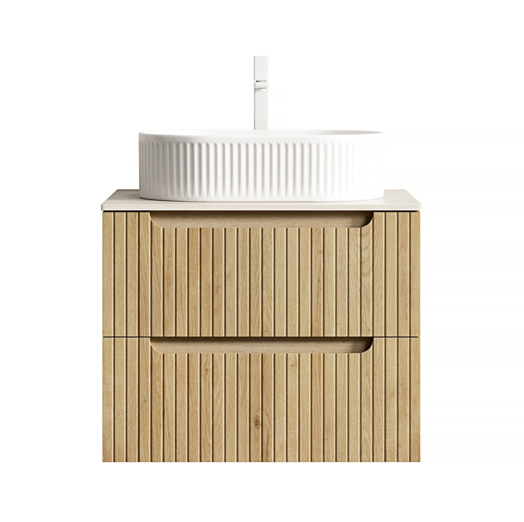 Mobile lavabo sospeso 60 x 46 x 62,2 cm bianco legno chiaro, 2 cassetti, preassemblato