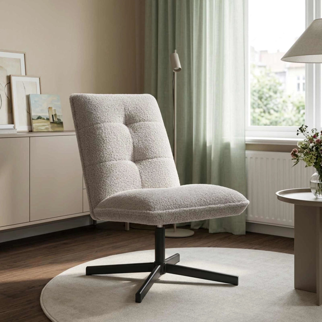 Sedia girevole Grigio Chiaro Bouclé 42045548