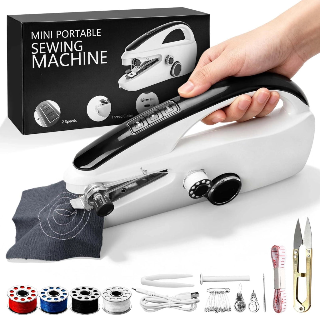 Macchina da cucire manuale, mini, elettrica, portatile, per principianti, confezione singola