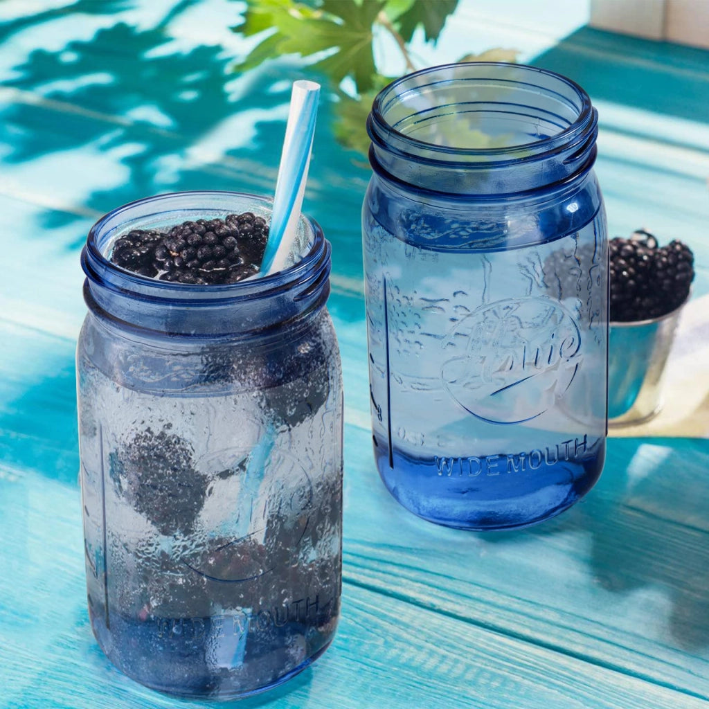 6 barattoli in vetro da 900 ml con coperchi ermetici, colore blu