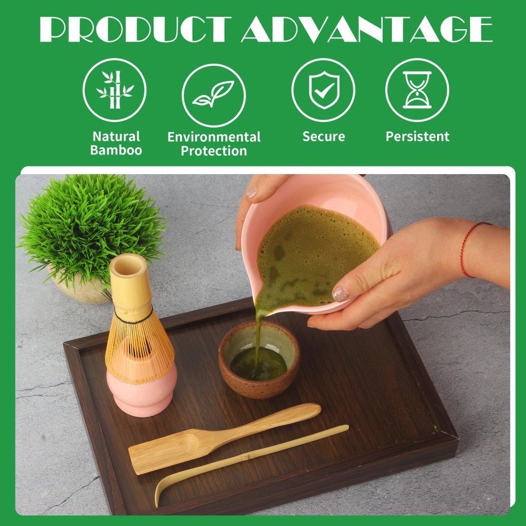 Set da tè Matcha composto da 5 elementi: brocca per versare, supporto e cucchiaini