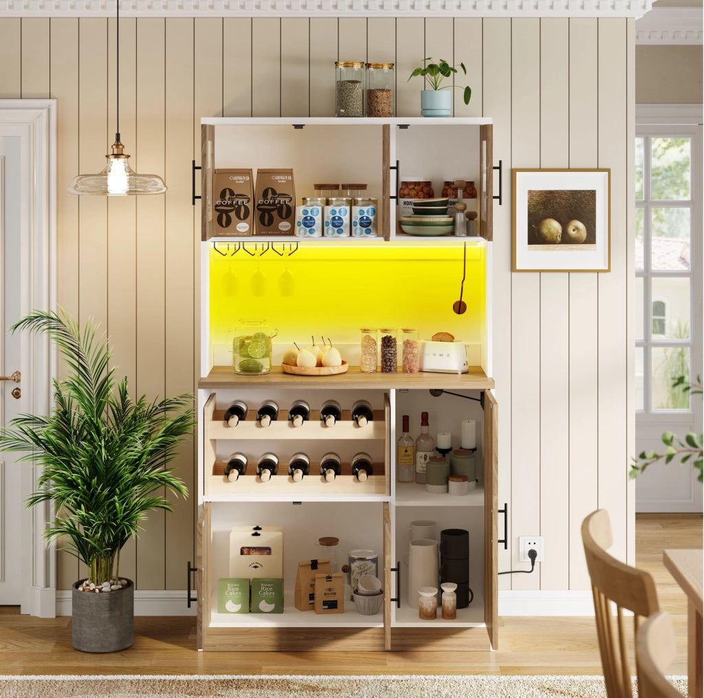 Mobile dispensa da cucina con illuminazione, prese e portabottiglie