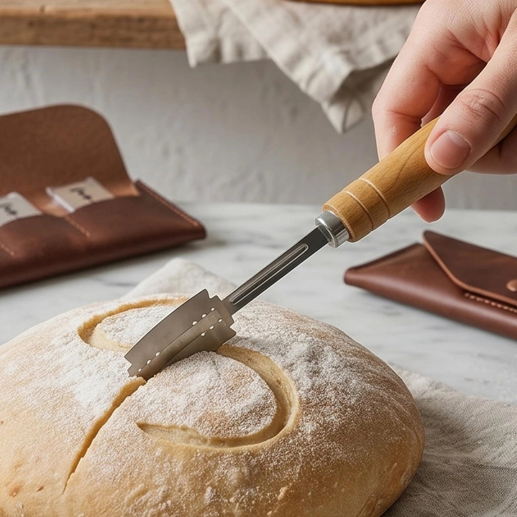 Coltello da pane Bäckermesser, lama da 19 cm – 5 lame in acciaio inossidabile, manico in legno