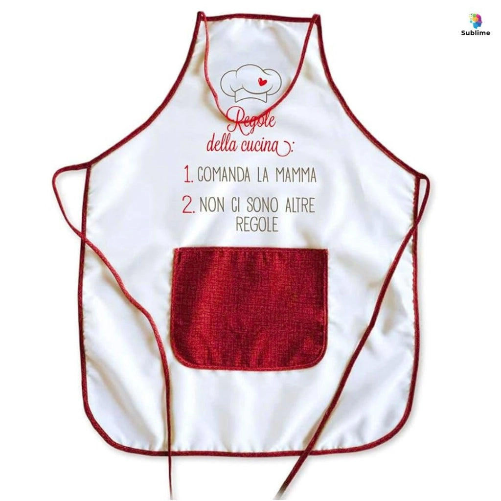 Grembiule da cucina, bianco/rosso, taglia unica, 59x73 cm, impermeabile