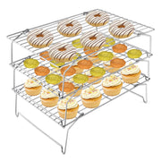 Set di griglie di raffreddamento in acciaio inossidabile a tre strati, dimensioni 38,1 x 25,9 cm, impilabili e pieghevoli
