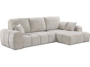 Divano letto angolare sinistro in tessuto ciniglia "Verneuil" - 3 posti - Beige