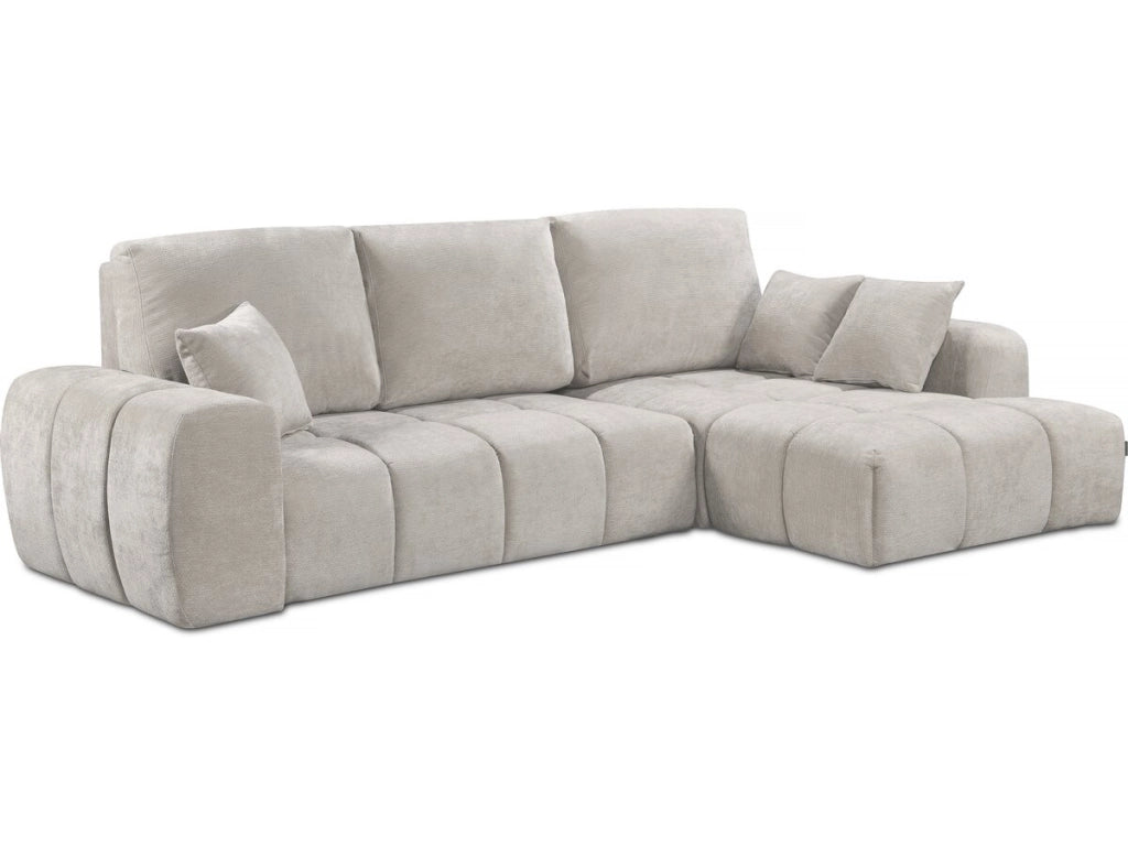 Divano letto angolare sinistro in tessuto ciniglia "Verneuil" - 3 posti - Beige
