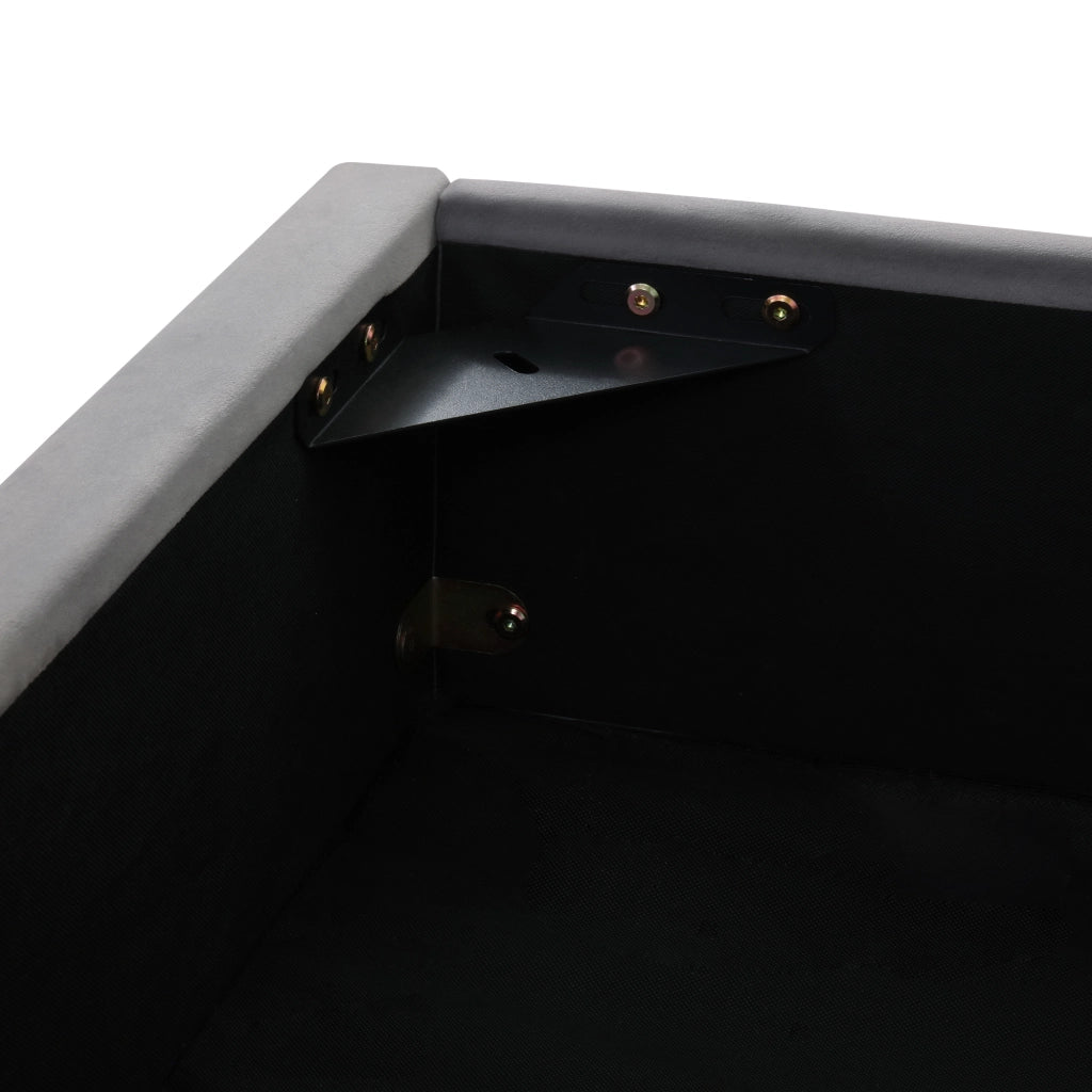 Letto matrimoniale imbottito 180 × 200 cm contenitore idraulico in acciaio grigio con luce da lettura e USB
