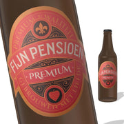 6 etichette per bottiglie di birra – "Fijn Pensioen" – Verde e oro