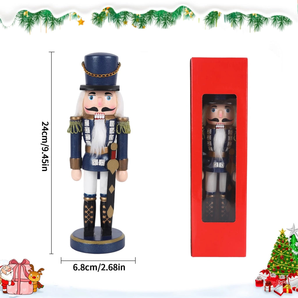 Soldatino per decorazioni natalizie, 25 cm, legno di pino, dipinto a mano (blu)