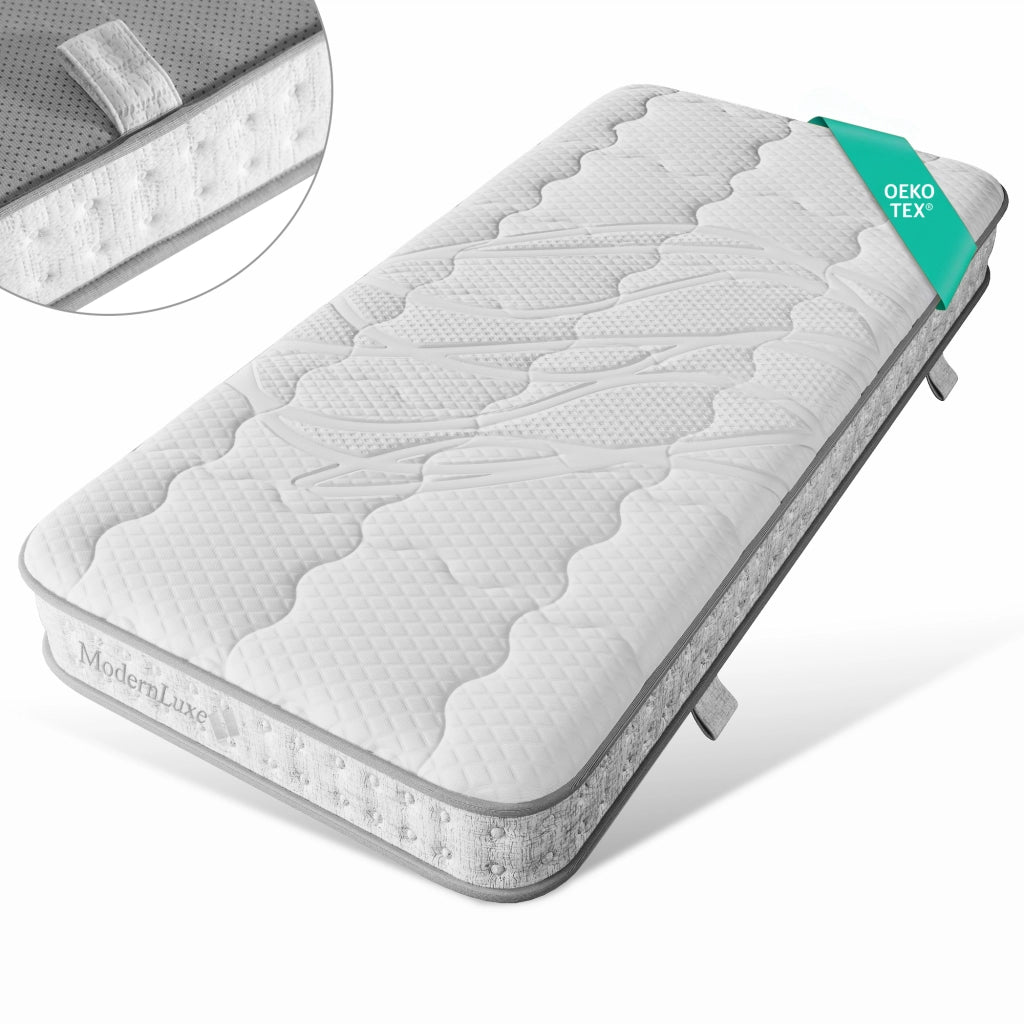 Materasso a molle insacchettate 7 zone H3. schiuma fredda, bianco, 90 × 200 × 15 cm