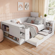 Letto singolo in MDF bianco 140x190 cm con contenitore e cassetti, struttura robusta, senza materasso