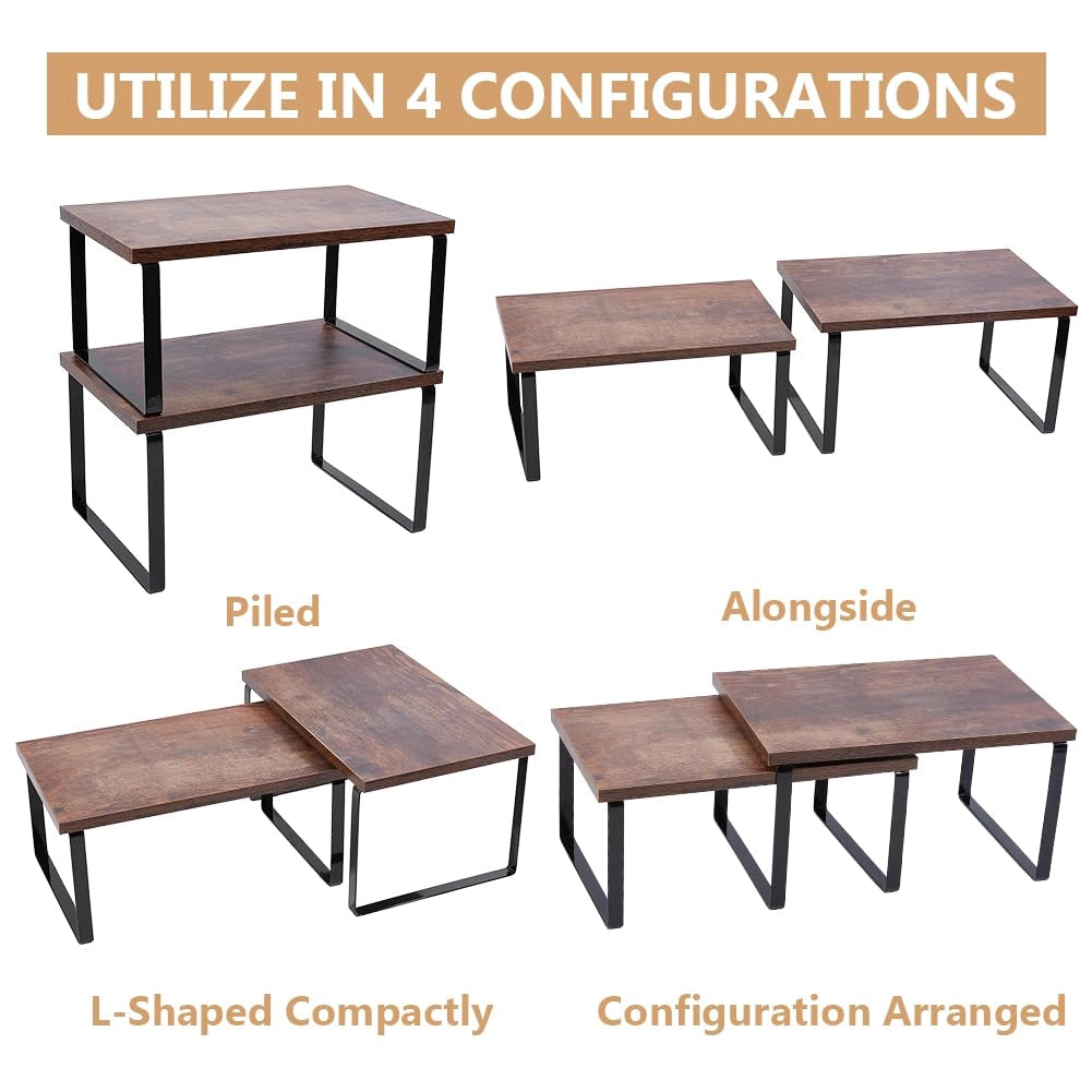 Set di organizer da cucina in bambù: 1 ripiano + 3 scolapiatti, impilabili