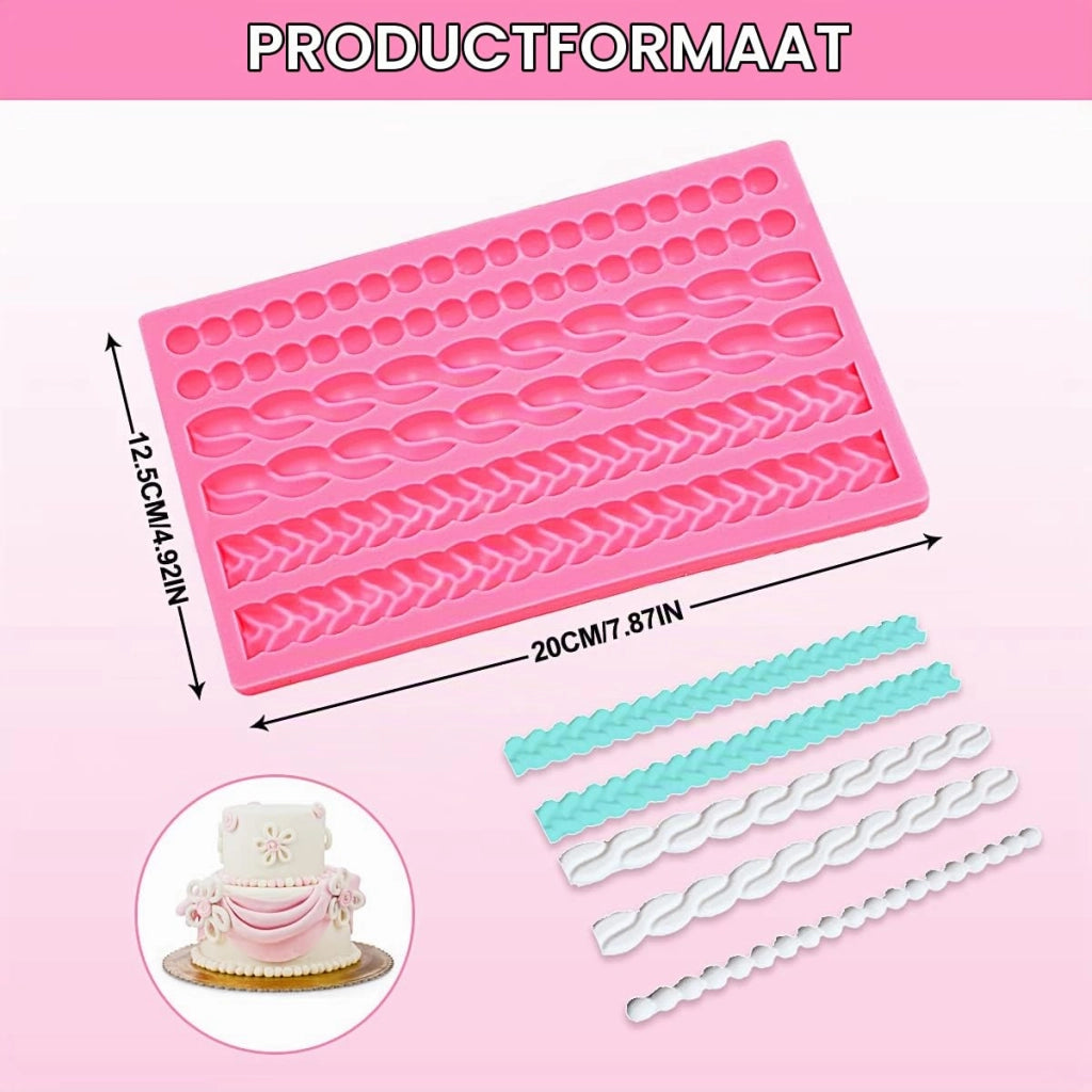 Stampo in silicone per fondant con motivo a corda intrecciata, dimensioni 20 x 12,5 cm