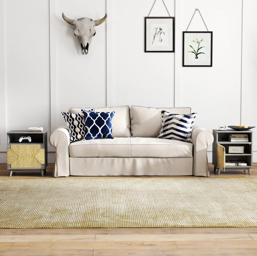 Set di 2 comodini grigi 48x35x58 cm in legno con ripiano regolabile