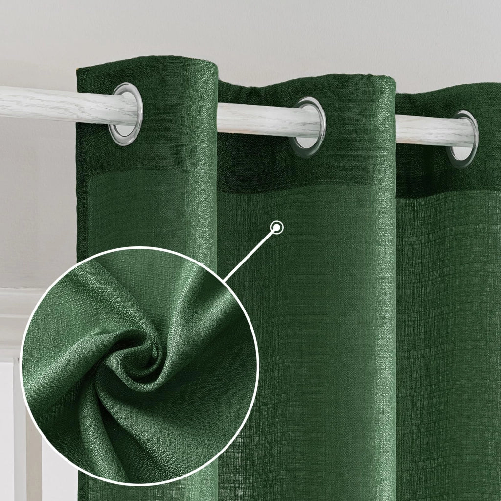 Set di 2 tende da finestra con passanti, verde scuro, 145x140 cm