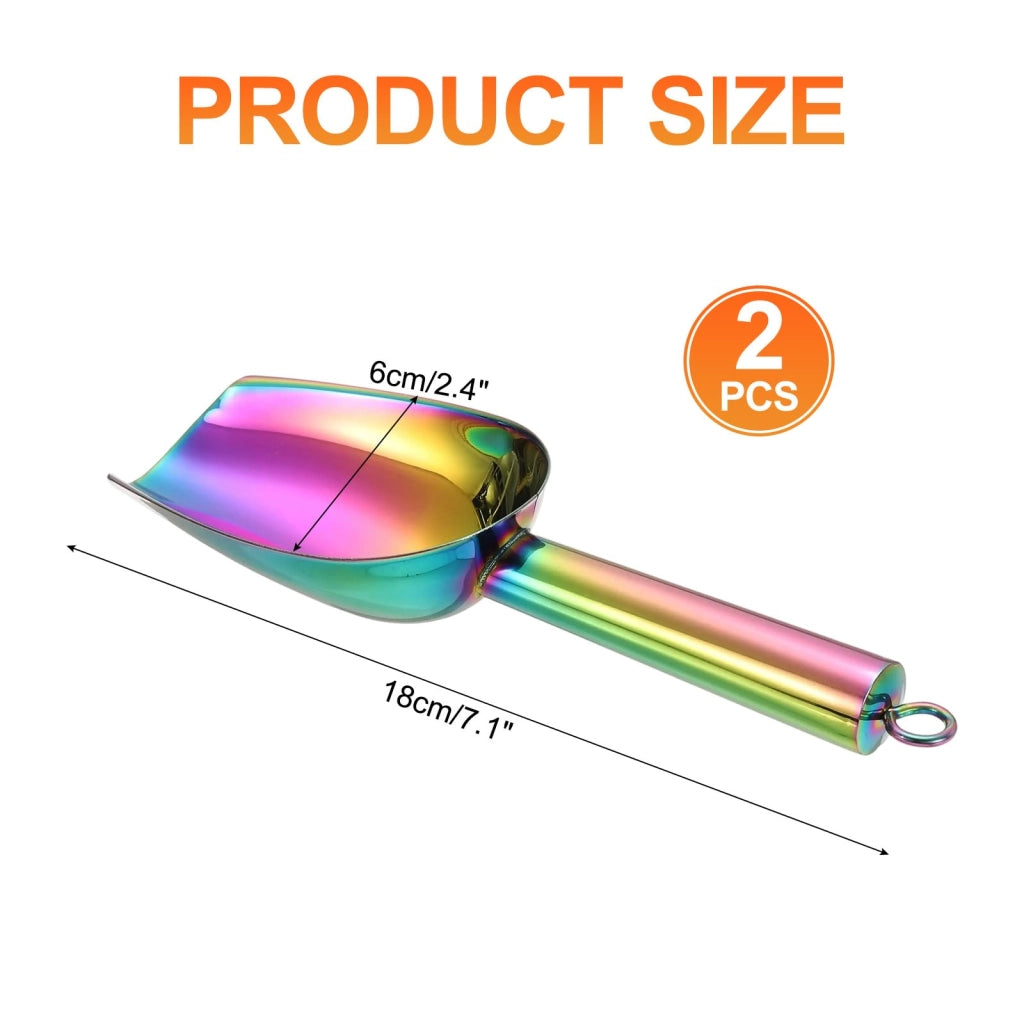 Distributori per gelato in acciaio inossidabile, 18 cm, motivo arcobaleno, confezione da 2 pezzi