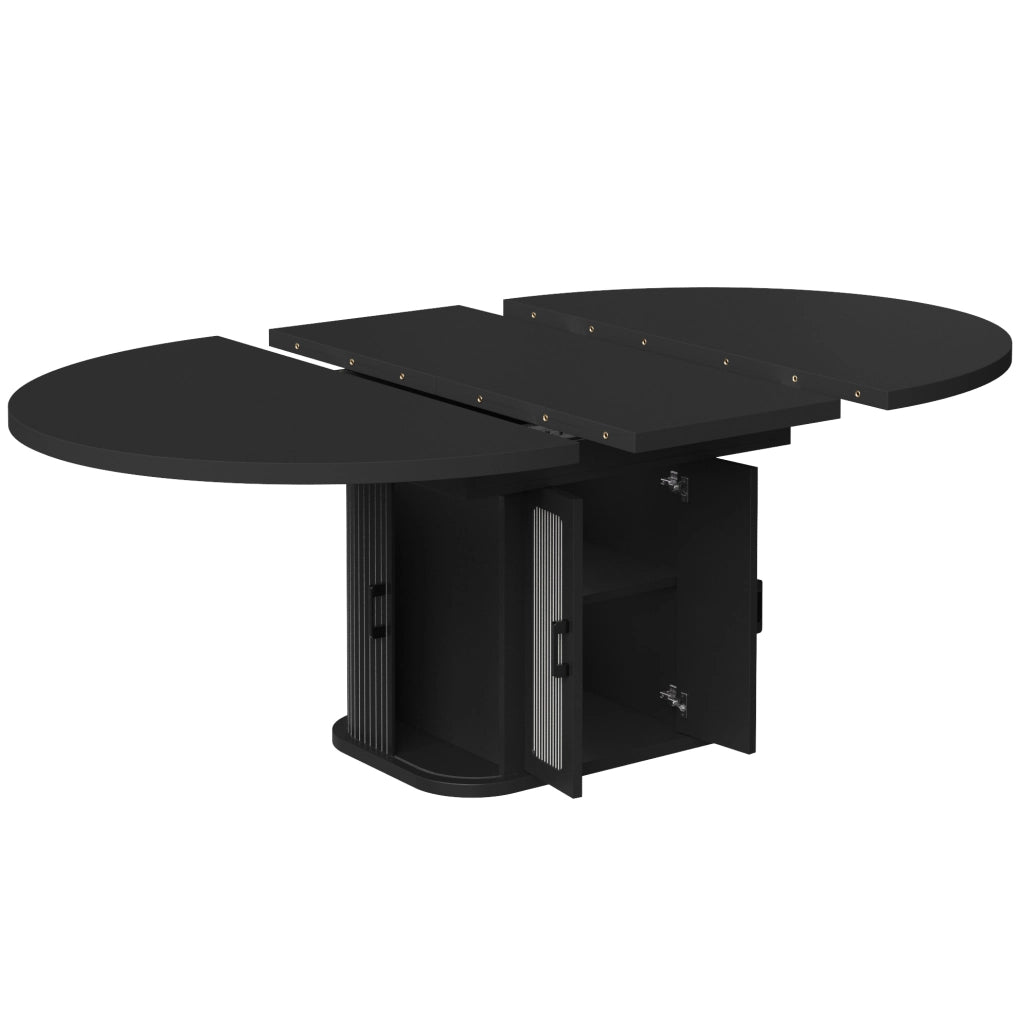 Tavolo da pranzo estensibile 118158x118x76 cm in MDF nero con vano contenitore