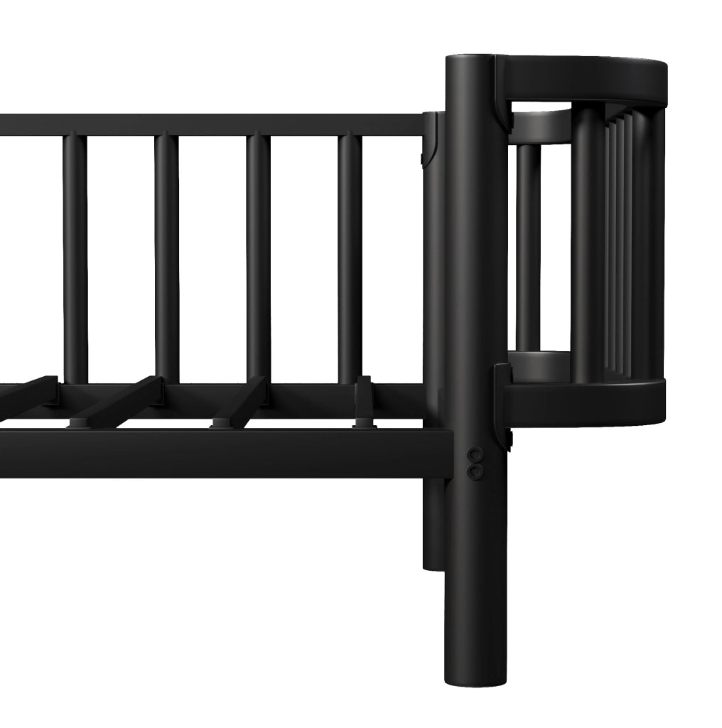 Letto diurno in metallo nero 90 x 200 cm, utilizzabile come divano