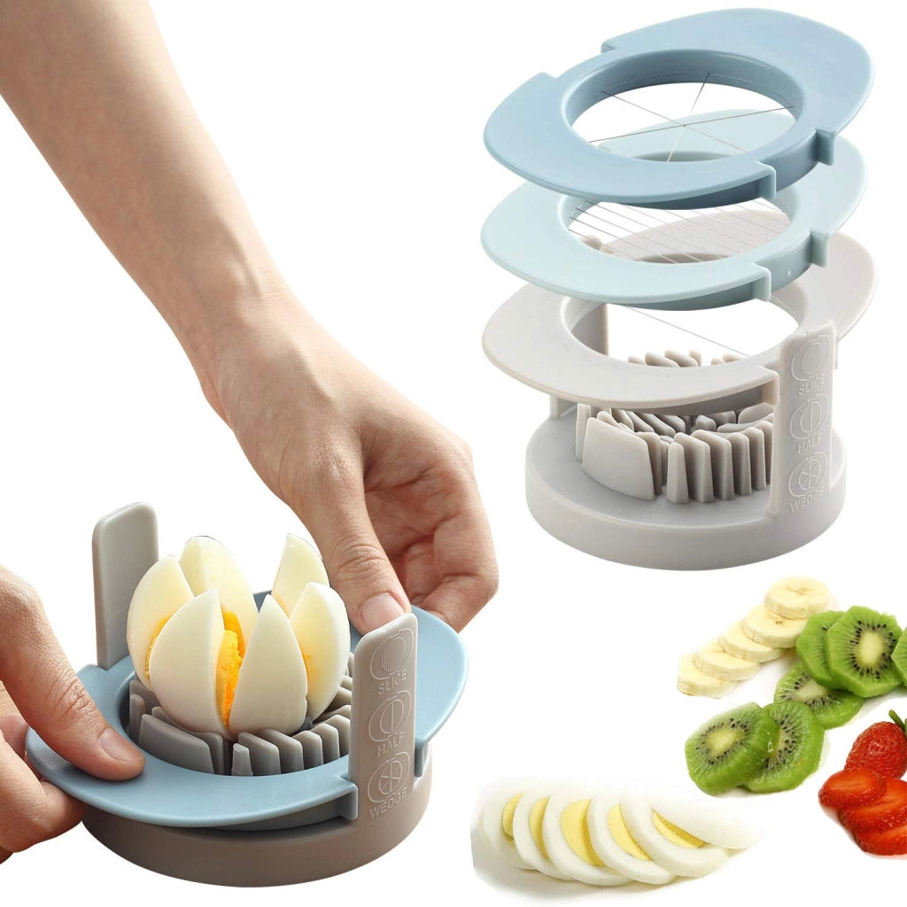 Tagliaprugne e uova, 3-in-1, acciaio inossidabile, multicolore