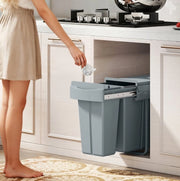 Pattumiera estraibile IVMEU da 30 L per mobile cucina, 2 secchi rimovibili da 20 e 10 L, struttura in metallo grigio