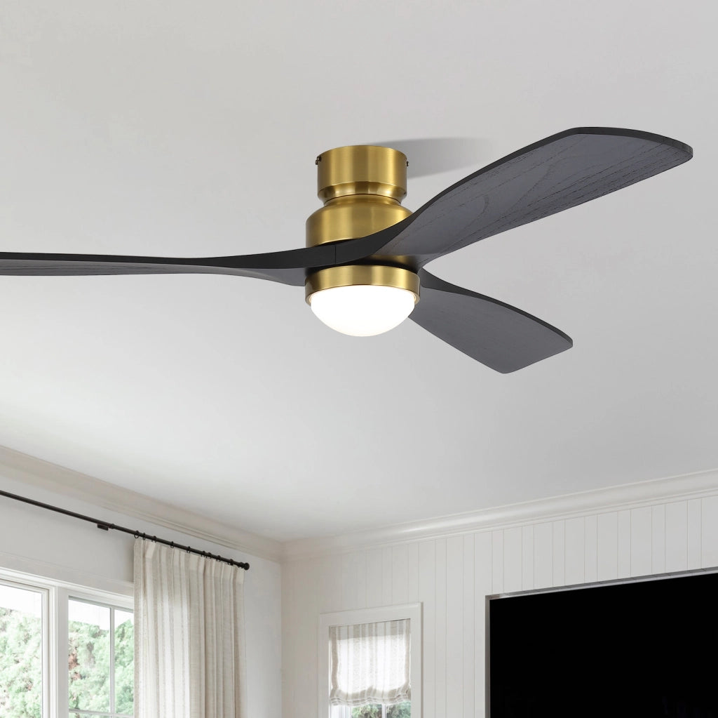 Ventilatore da soffitto 52 pollici con LED dimmerabile, motore DC e telecomando dorato