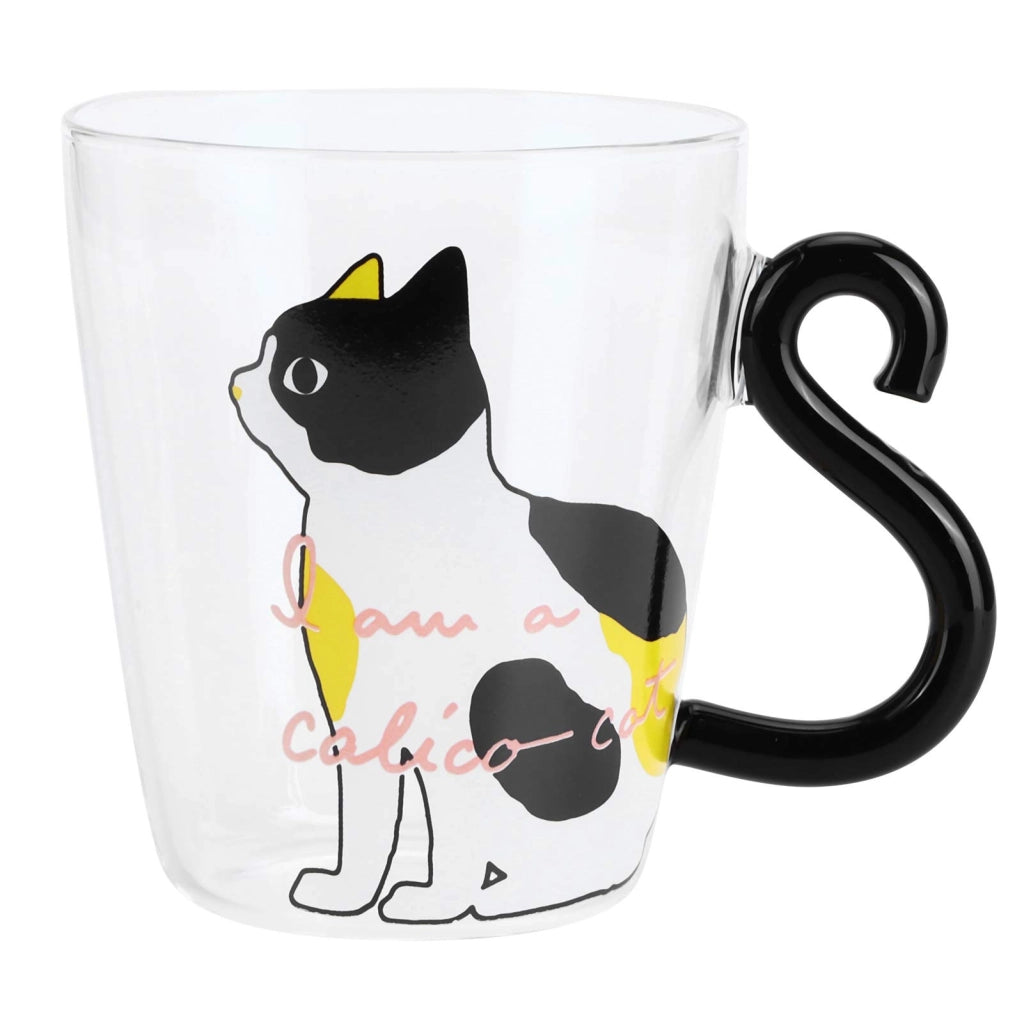 Tazza a forma di gatto, in vetro borosilicato, capacità 300 ml, design divertente, colore bianco