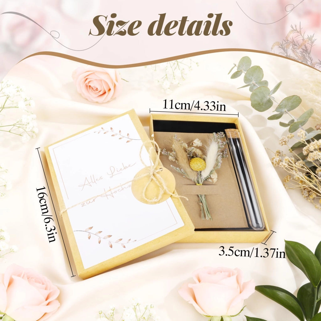 Scatola per il regalo di denaro per il matrimonio, con biglietto e fiori secchi
