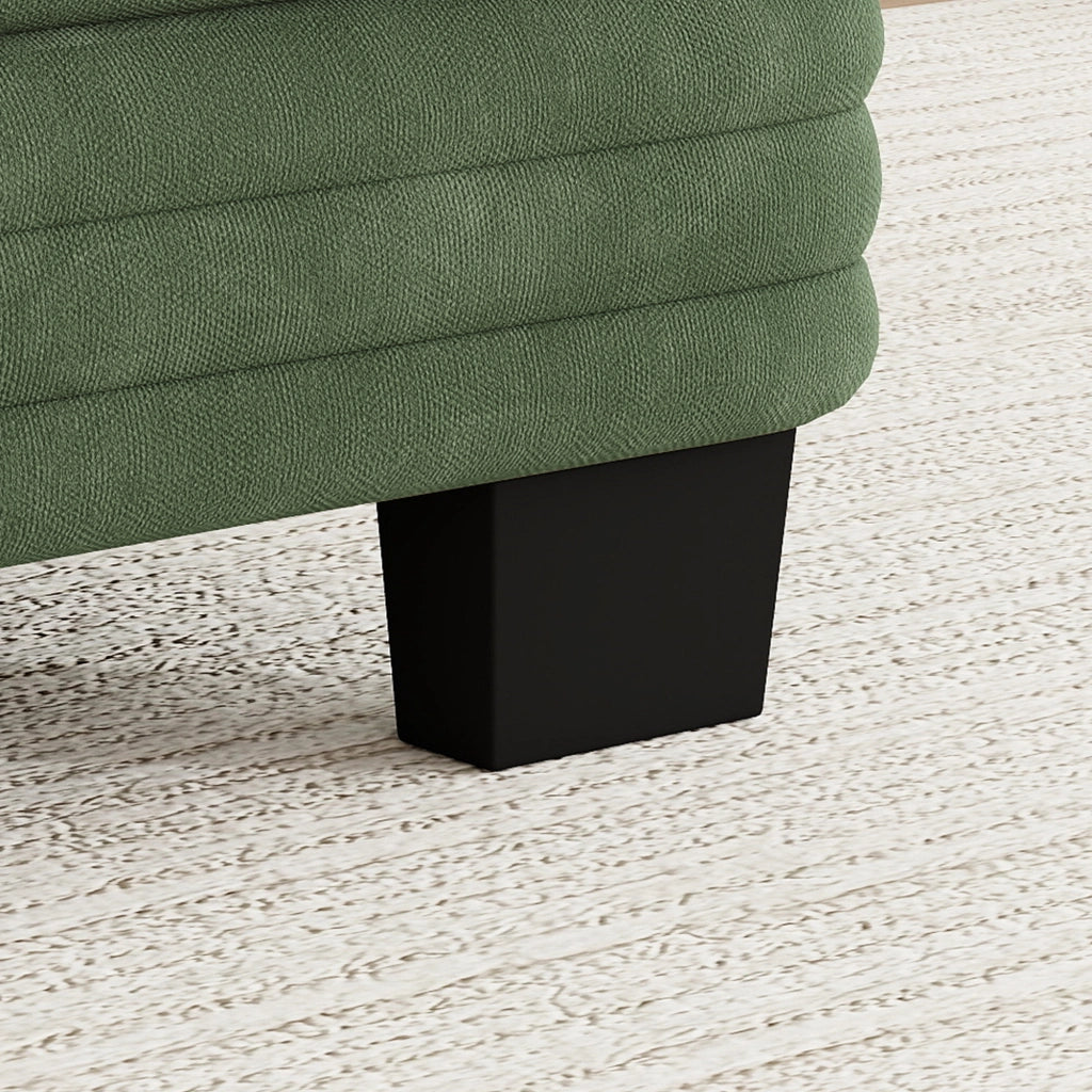 Divano modulare 253x88x88 cm con cuscini lombari e braccioli regolabili in ciniglia verde