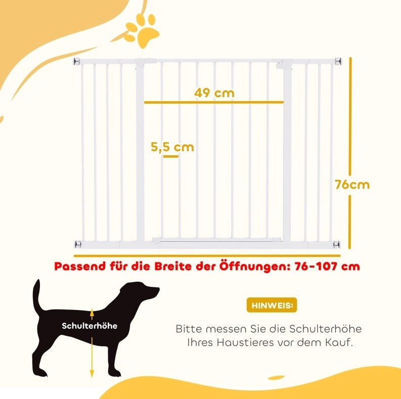 Cancello di sicurezza per porta e scale 76-107 x 76 cm metallo bianco, senza foratura