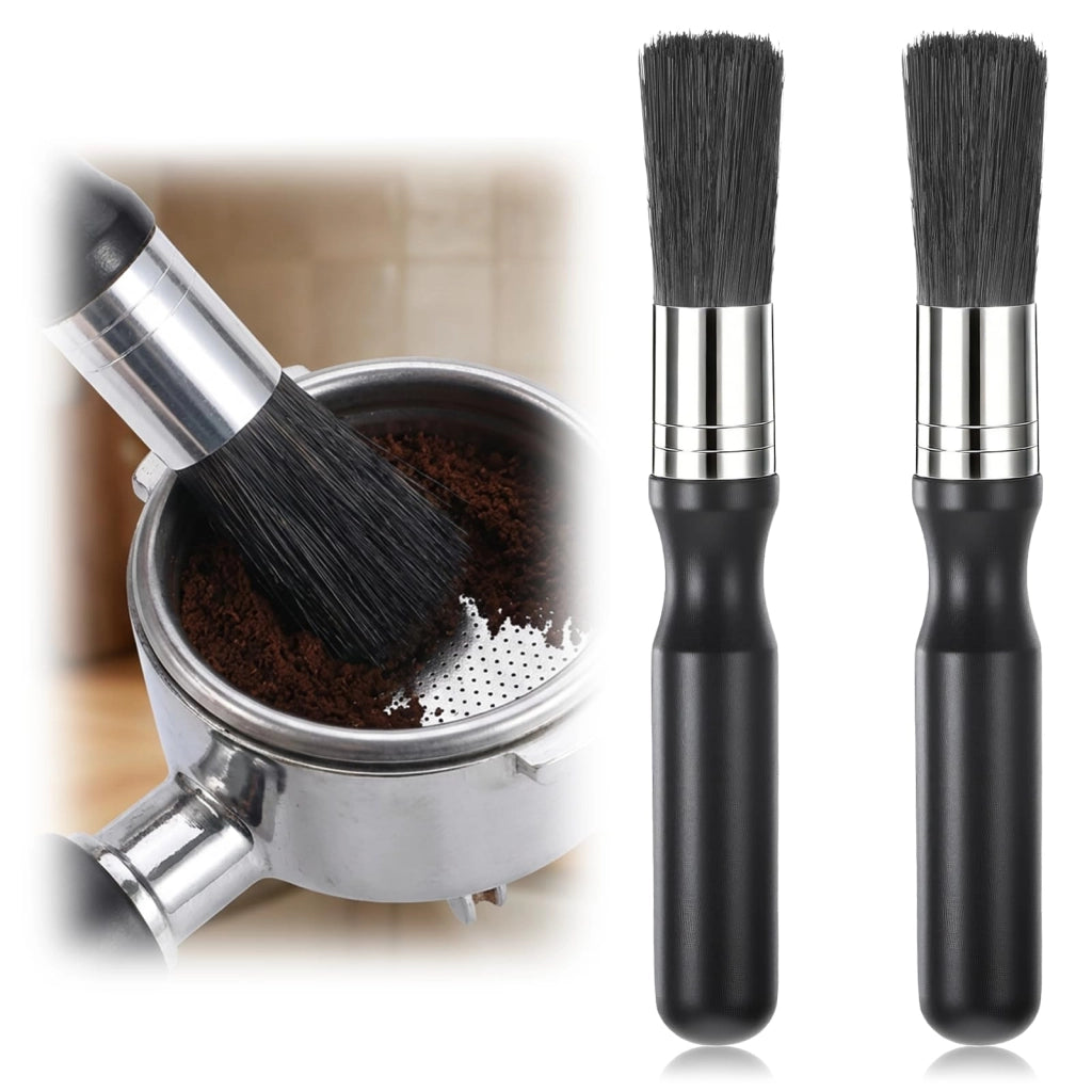 Spazzole per la pulizia dei portafiltro, set da 2, in bambù e nylon, colore nero