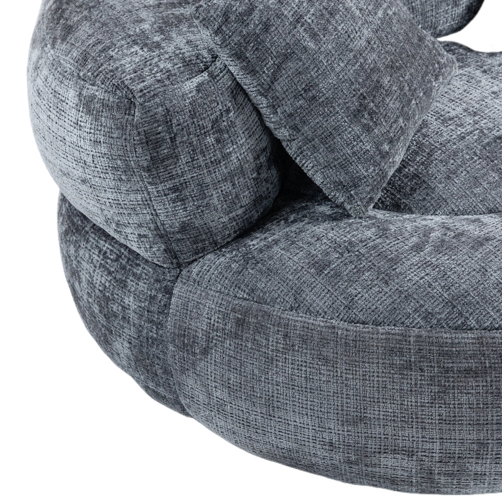 Poltrona lounge 108x108x52 cm in tessuto chenille grigio, senza montaggio