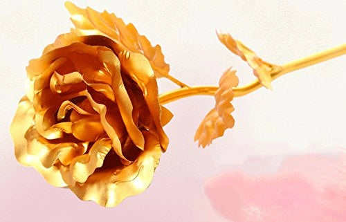 Rose placcate in oro 24 carati, elegante rosa artificiale con gambo in metallo