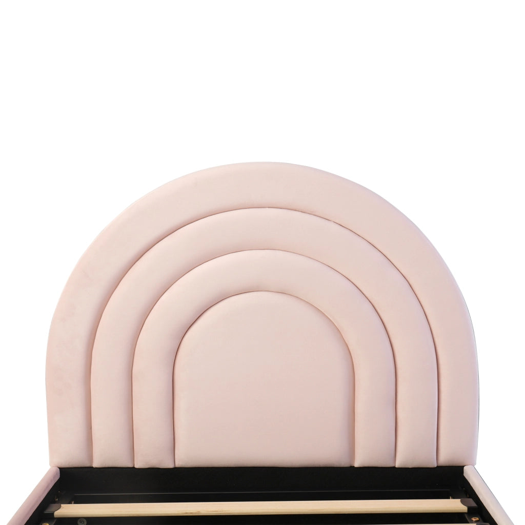 Letto 90x200 cm con contenitore idraulico in velluto rosa