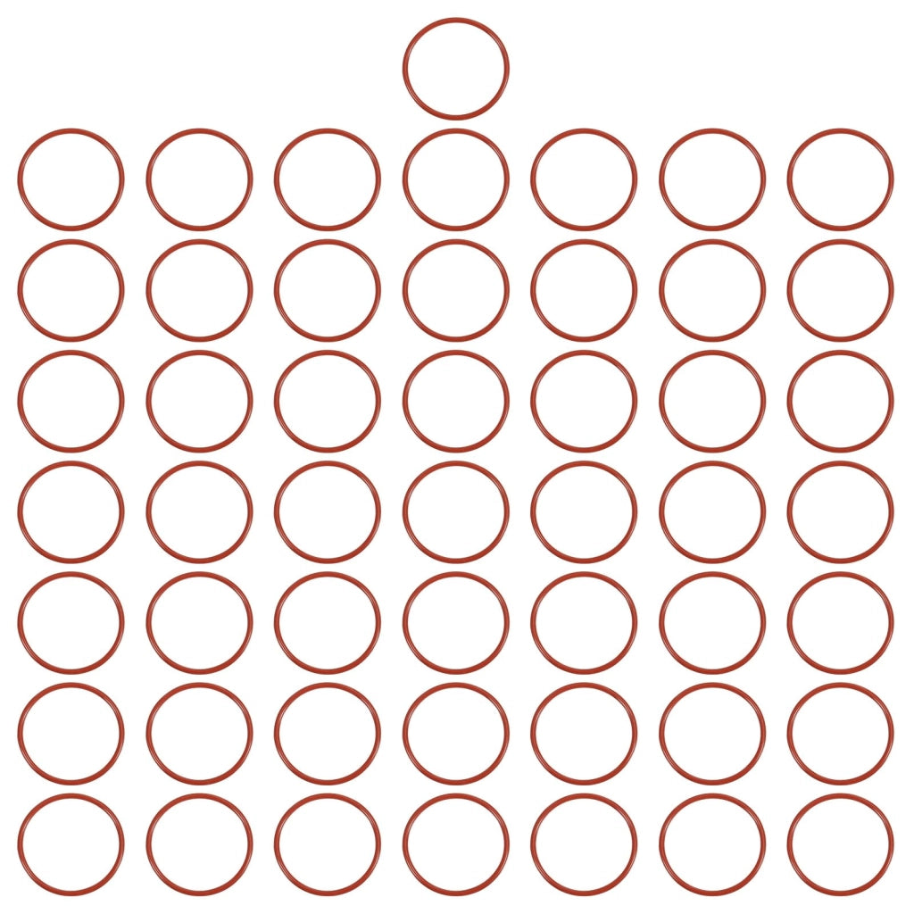 O-ring in silicone, 34x38x2 mm, 50 pezzi, colore rosso, durezza 50A