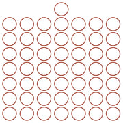 O-ring in silicone, 34x38x2 mm, 50 pezzi, colore rosso, durezza 50A