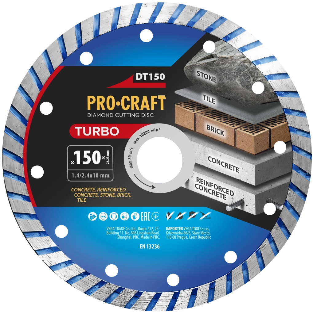 Disco diamantato Turbo Procraft DT150, Ø 150 mm, 10200 giri/min