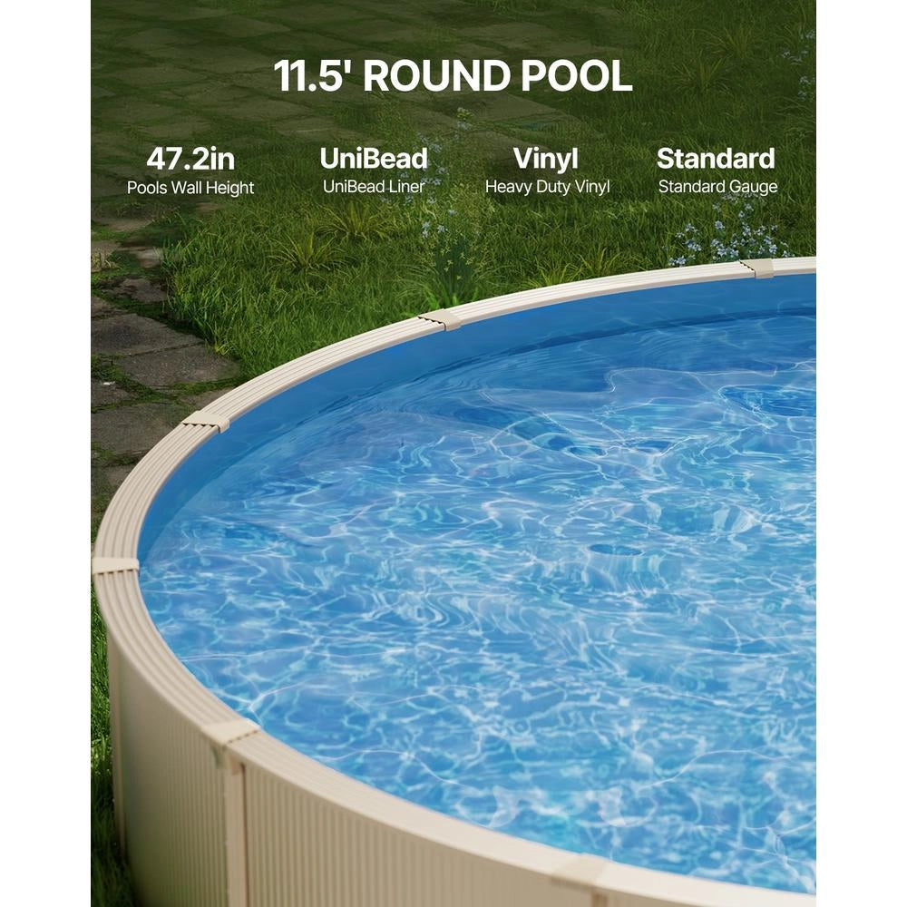 Rivestimento per Piscina Rotonda Fuori Terra in Vinile, Protezione Pareti 47 Pollici Stile Unibead, Diametro 11,5 Piedi, per Giardino