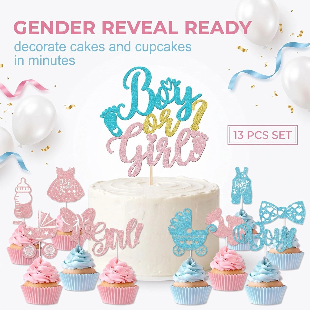 Set da 13 pezzi per decorare torte e cupcake per feste a tema neonato