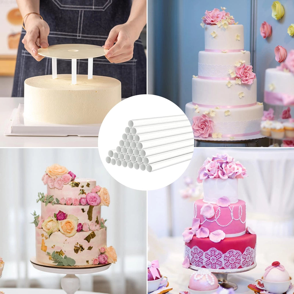 30 supporti in plastica per torte, diametro 12 mm, lunghezza 24 cm, impilabili