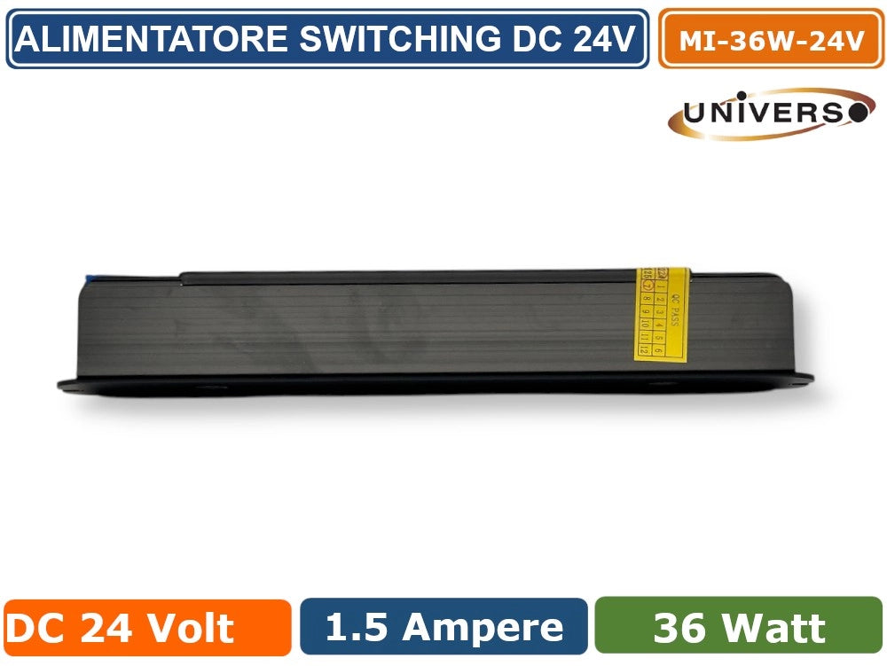 UNIVERSO MI-36W-24V ALIMENTATORE SWITCHING ULTRA SLIM DA ESTERNO IP67 CON POTENZA 36W DC 24V 1.5A