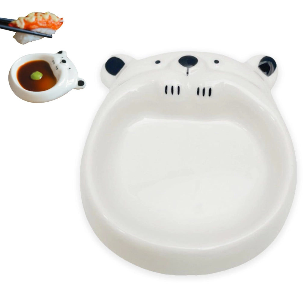 Ciotola in Vetroceramica a forma di orso, 1 pezzo, bianca, 3,9 x 3,1 pollici