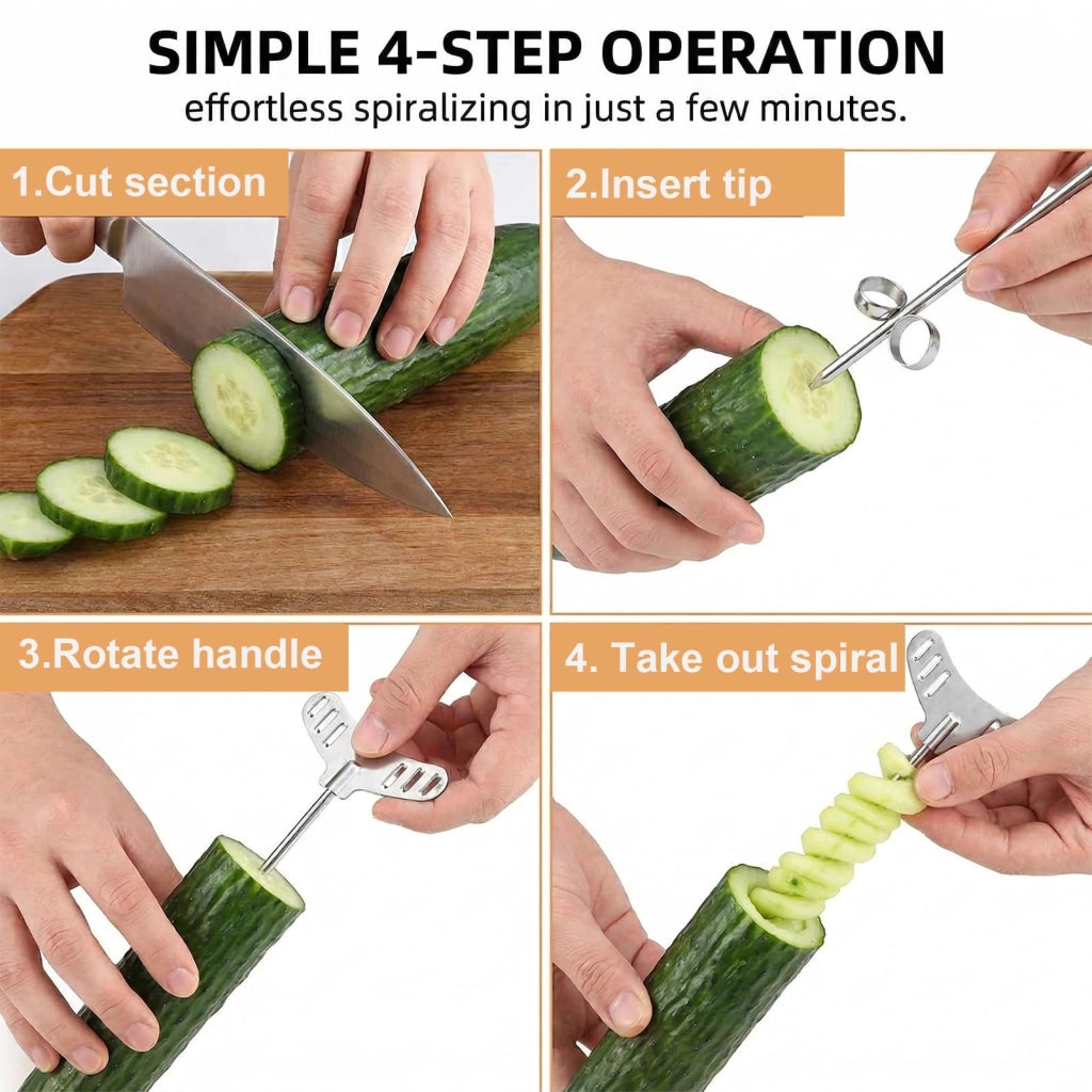 Spirale in acciaio inossidabile, confezione da 2, per verdure e frutta