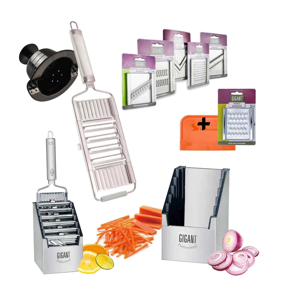 Affettatrice per verdure a 4 lame con 6 inserti, in acciaio inossidabile, set completo